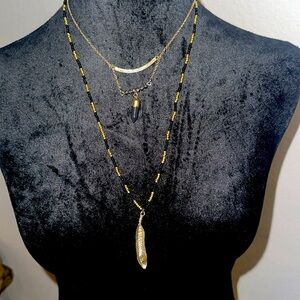 Gold and Black‎ renaissance boho vintage statement piece necklace